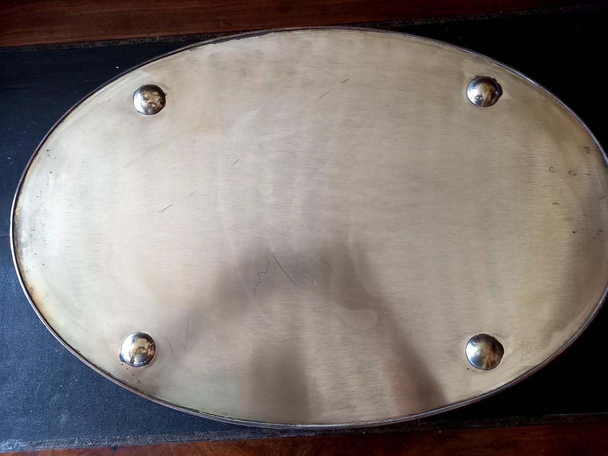Large Silver Metal Serving Tray -photo-2