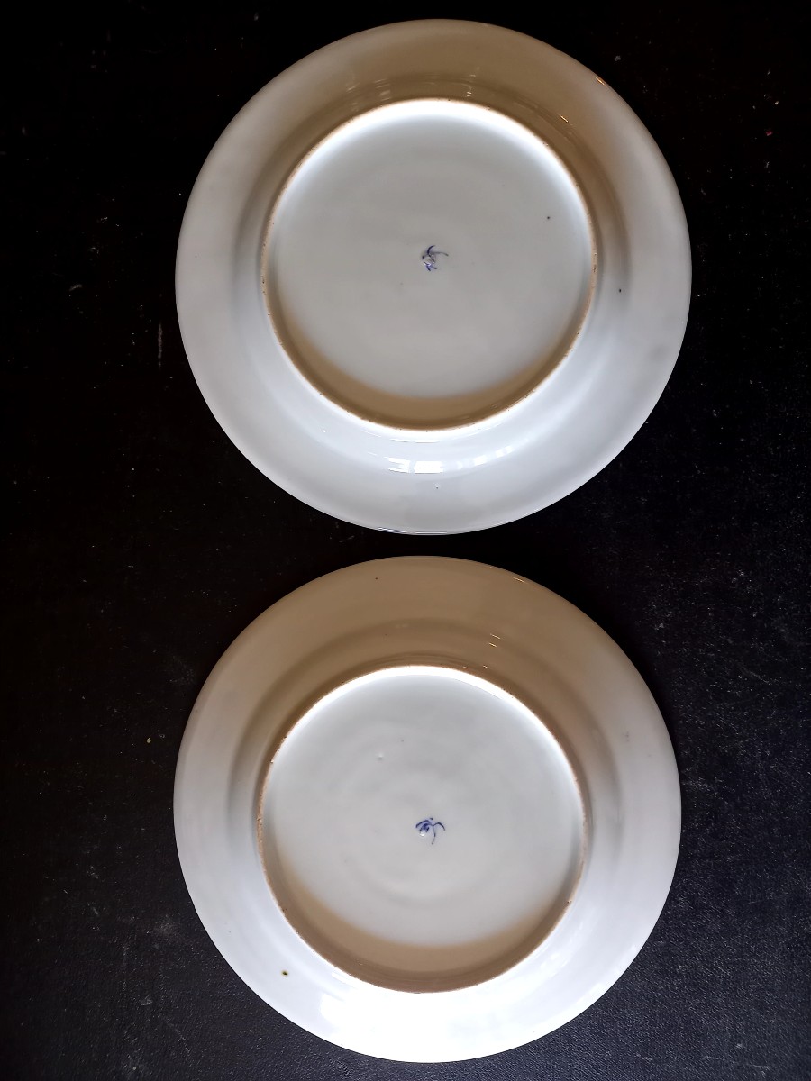 Imari fin  XIXe : paire d'assiettes  à decor d'eventails -photo-1
