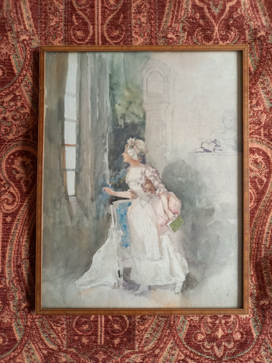 "Déjà de retour " aquarelle fin XIXe -photo-2