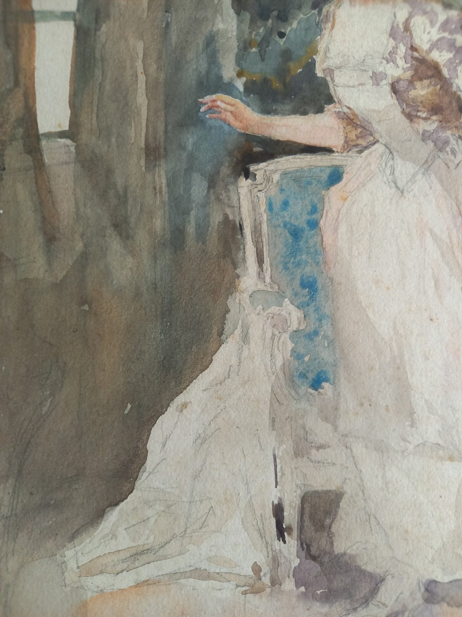 "Déjà de retour " aquarelle fin XIXe -photo-4