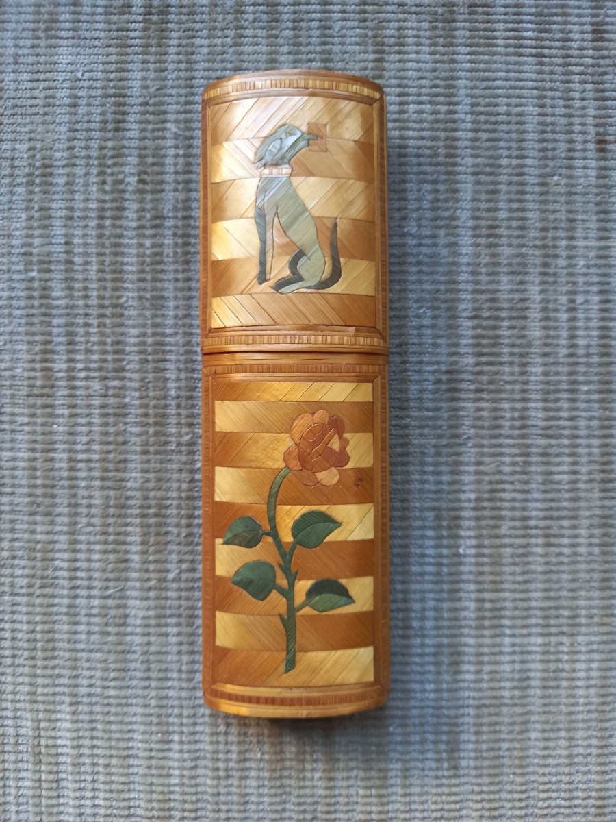Étui à messages en marqueterie de paille vers 1800