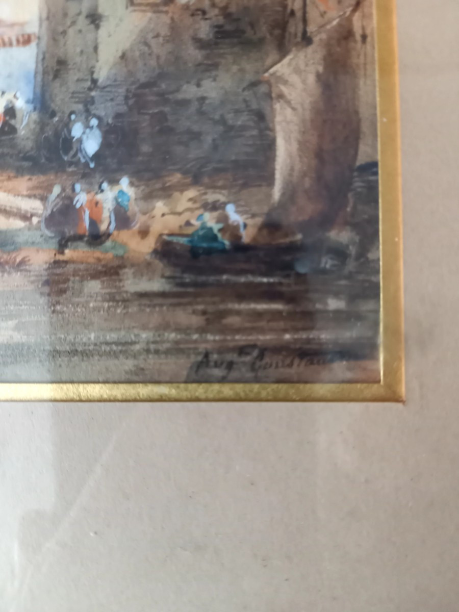 Aquarelle vers 1840 : le vieux village fortifié -photo-2