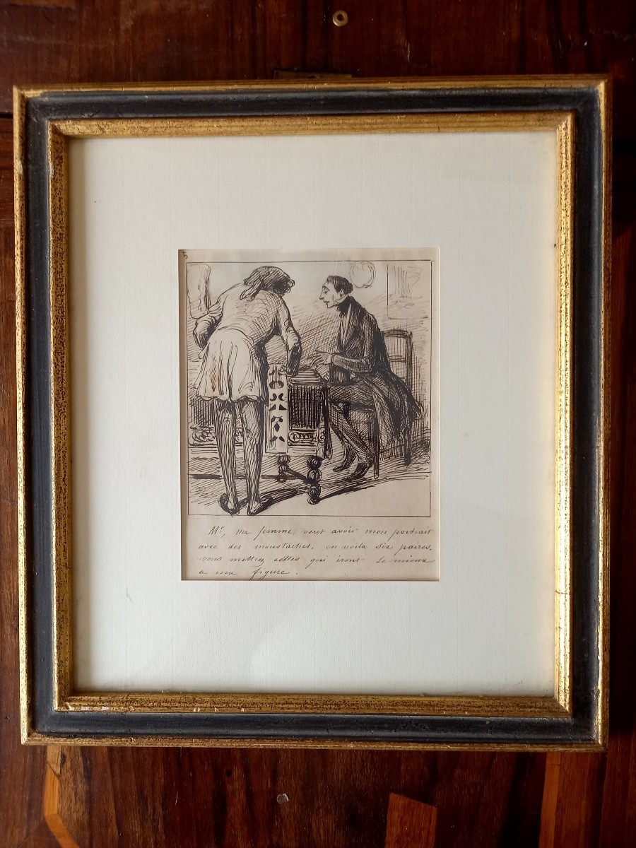 Le peintre et les caprices du client 2/ plume  vers 1840 -photo-2