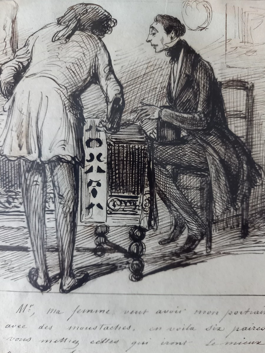 Le peintre et les caprices du client 2/ plume  vers 1840 -photo-3