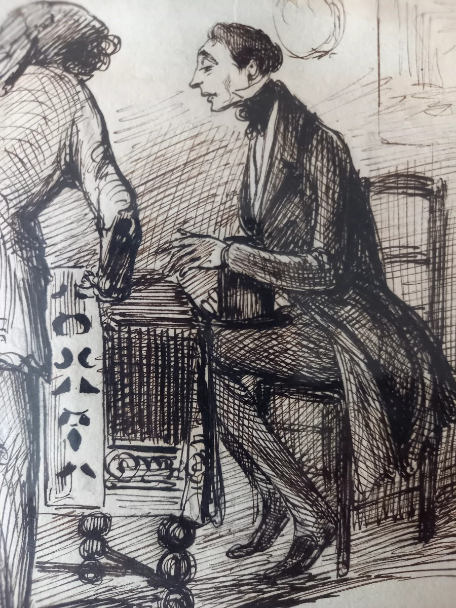 Le peintre et les caprices du client 2/ plume  vers 1840 -photo-4