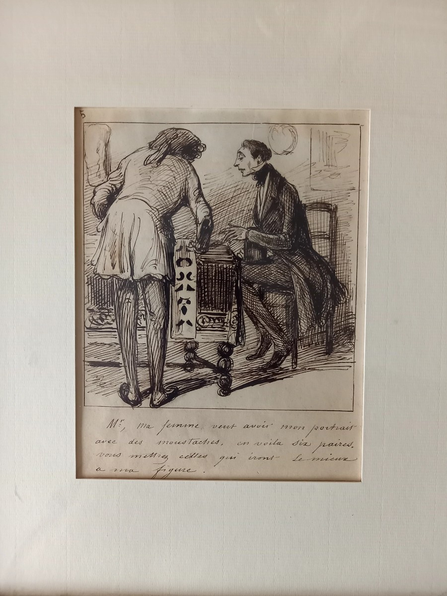Le peintre et les caprices du client 2/ plume  vers 1840 