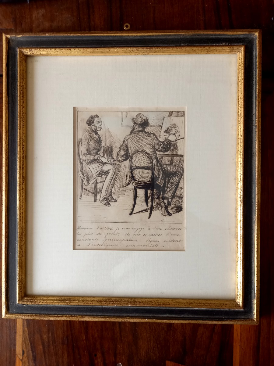 Le peintre et les caprices du client 1/ plume vers 1840-photo-2