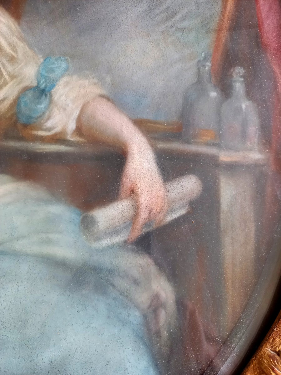 Late 18th Century Pastel: Young Woman At Her Toilet -photo-4
