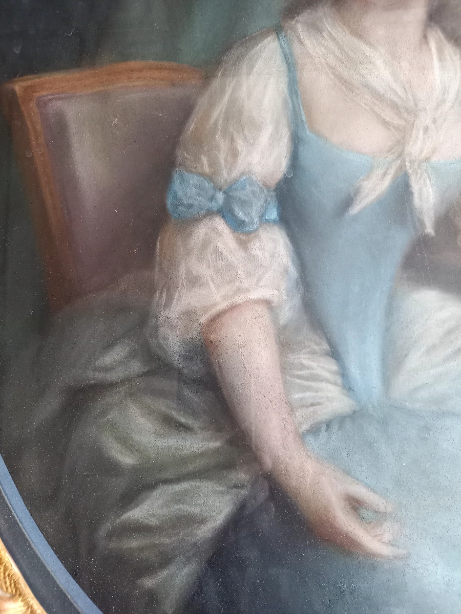 Late 18th Century Pastel: Young Woman At Her Toilet -photo-1
