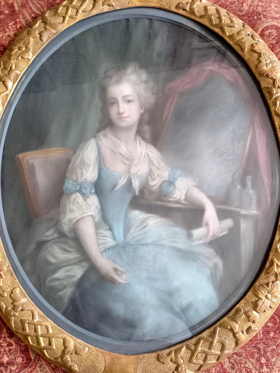 Late 18th Century Pastel: Young Woman At Her Toilet 
