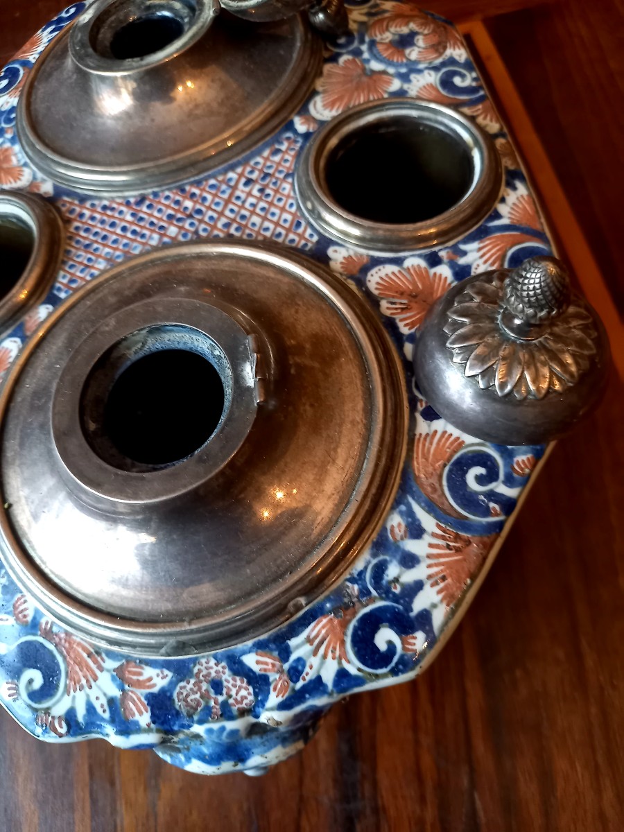Rouen Faience, 18th Century: Oil Cruet Transformed Into An Inkwell At The End Of The 19th Century -photo-1