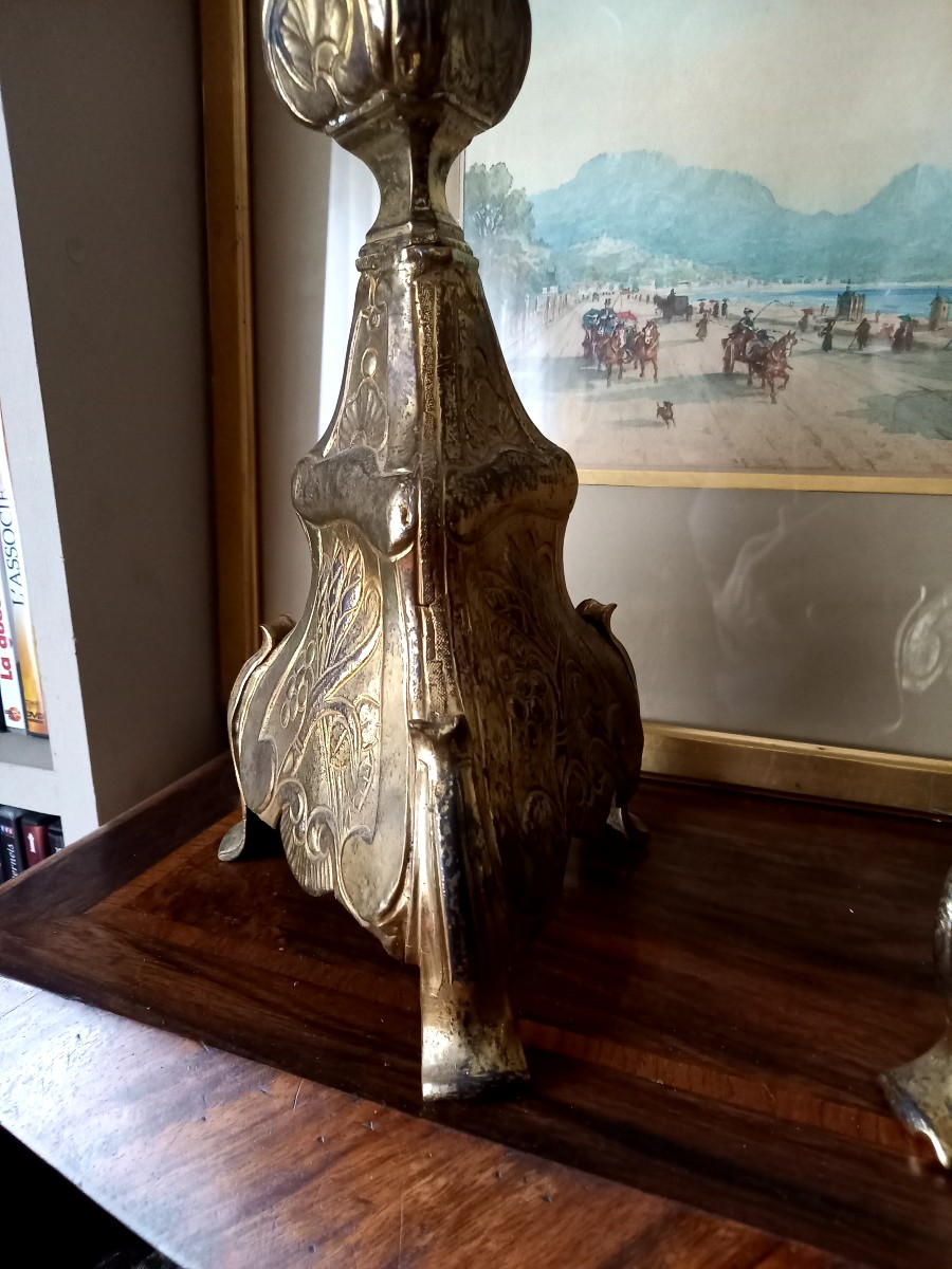 Pair Of 18th Century Gilt Bronze Candlesticks -photo-3