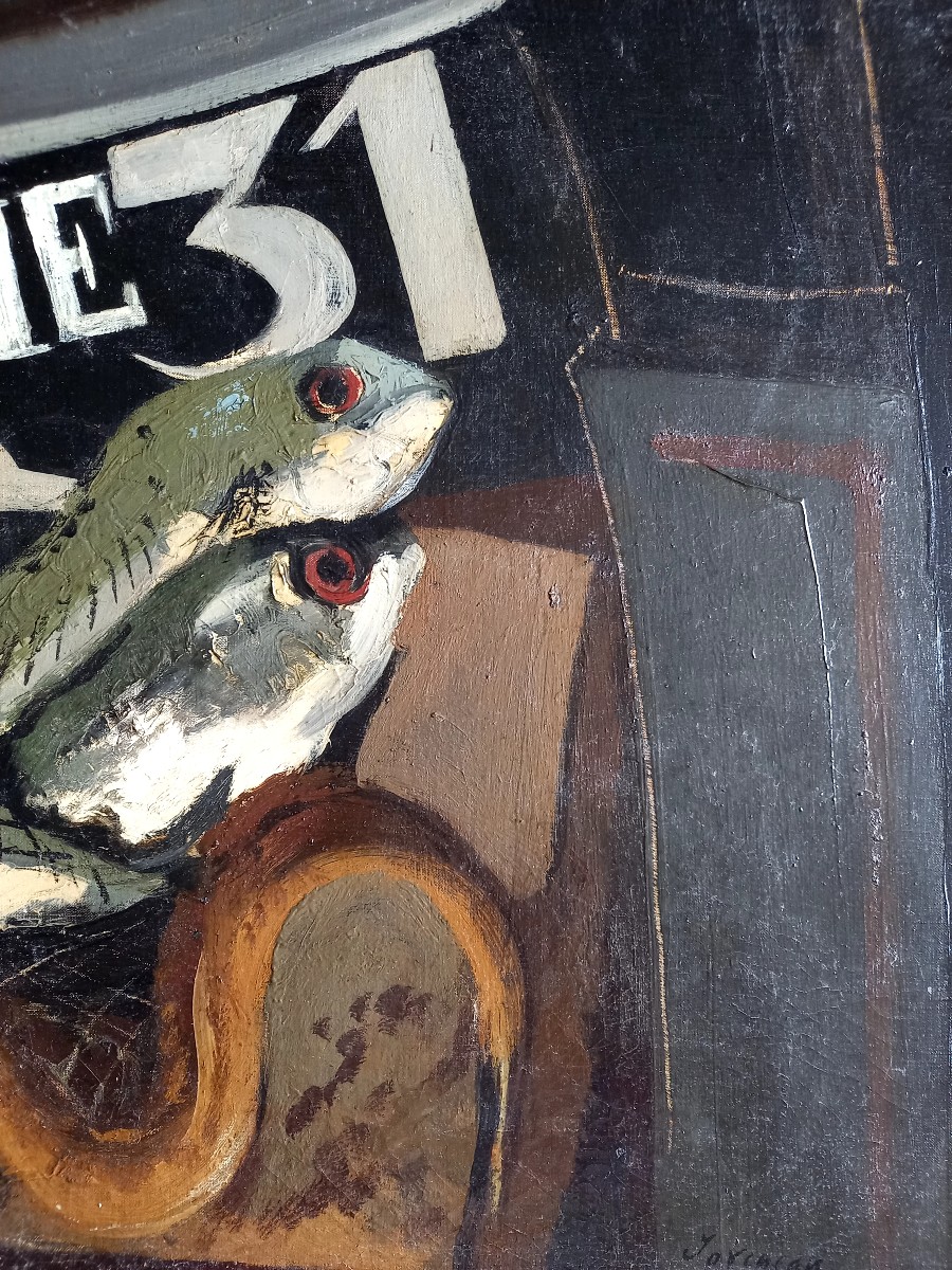 Jean Joveneau : Nature morte aux poissons -photo-4