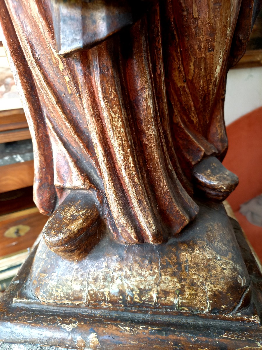 Vierge à l'enfant début XVIIIE en bois sculpté -photo-3