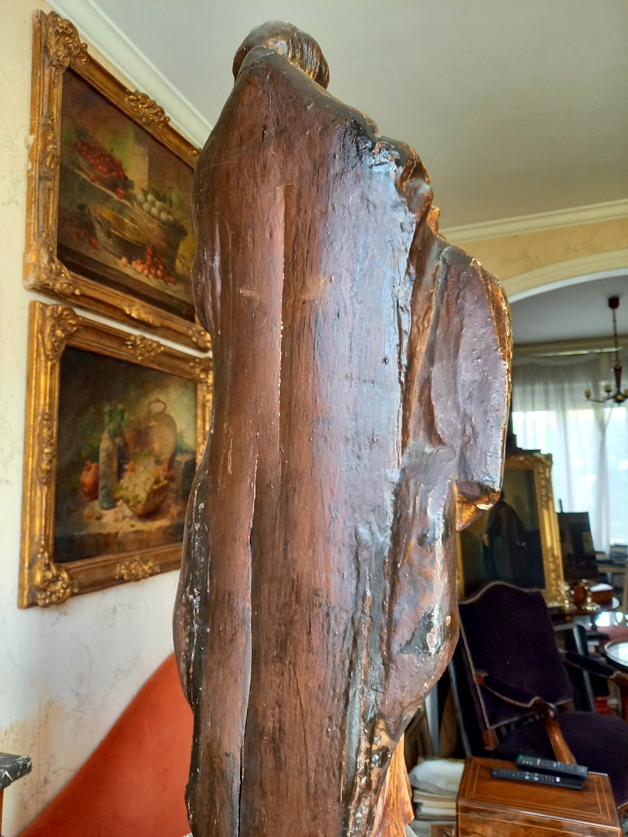 Vierge à l'enfant début XVIIIE en bois sculpté -photo-4