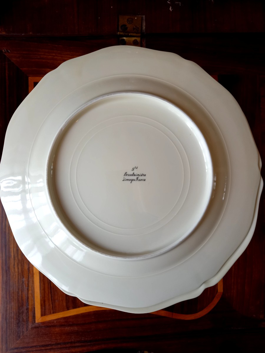 Porcelaine de Limoges vers 1950. 10 assiettes à poisson -photo-7