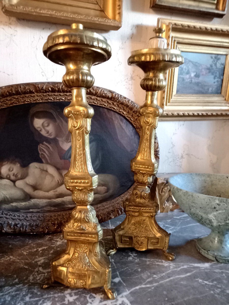 Religious Candlesticks. Late Eighteen Century 