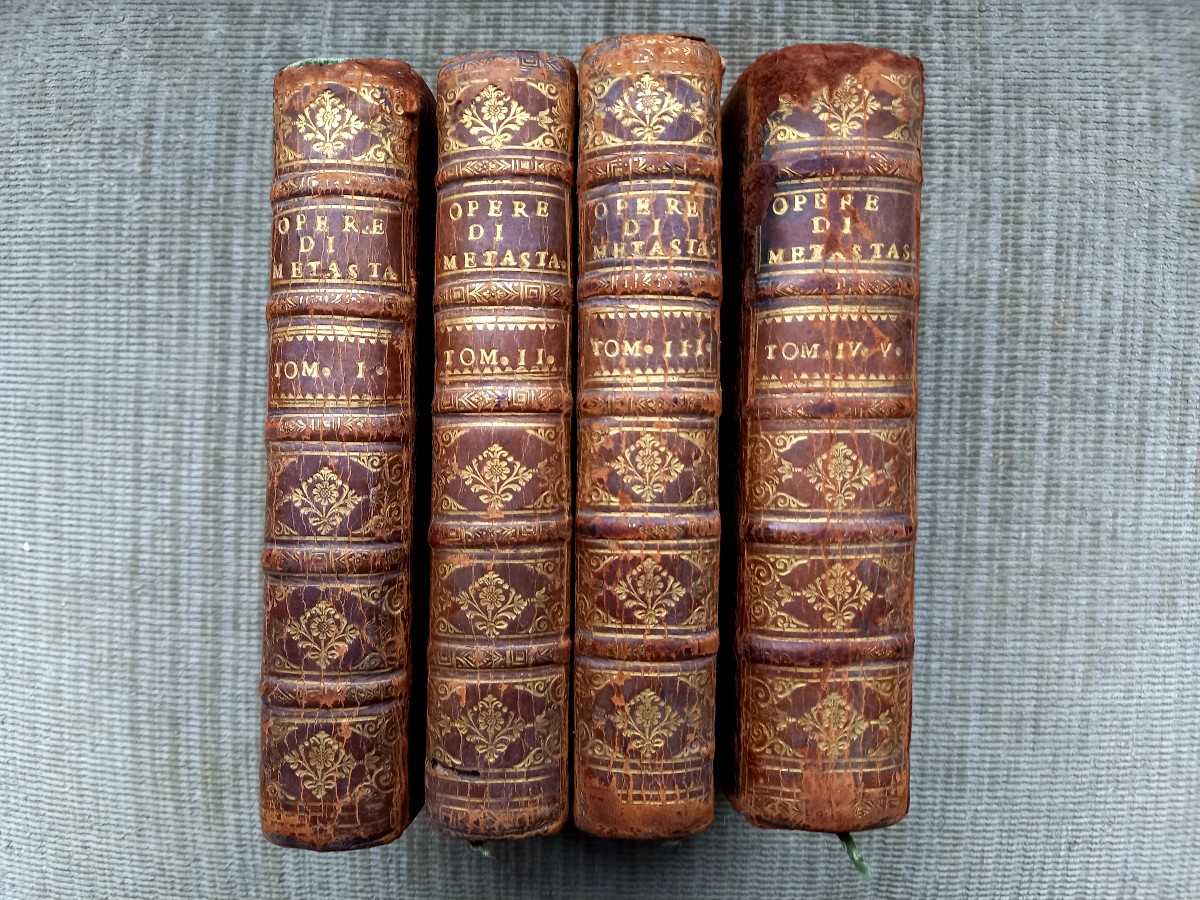 Venise 1765 . Opere dramatiche di Pietro Metastasio.  Cinq volumes reliés en quatre tomes-photo-2