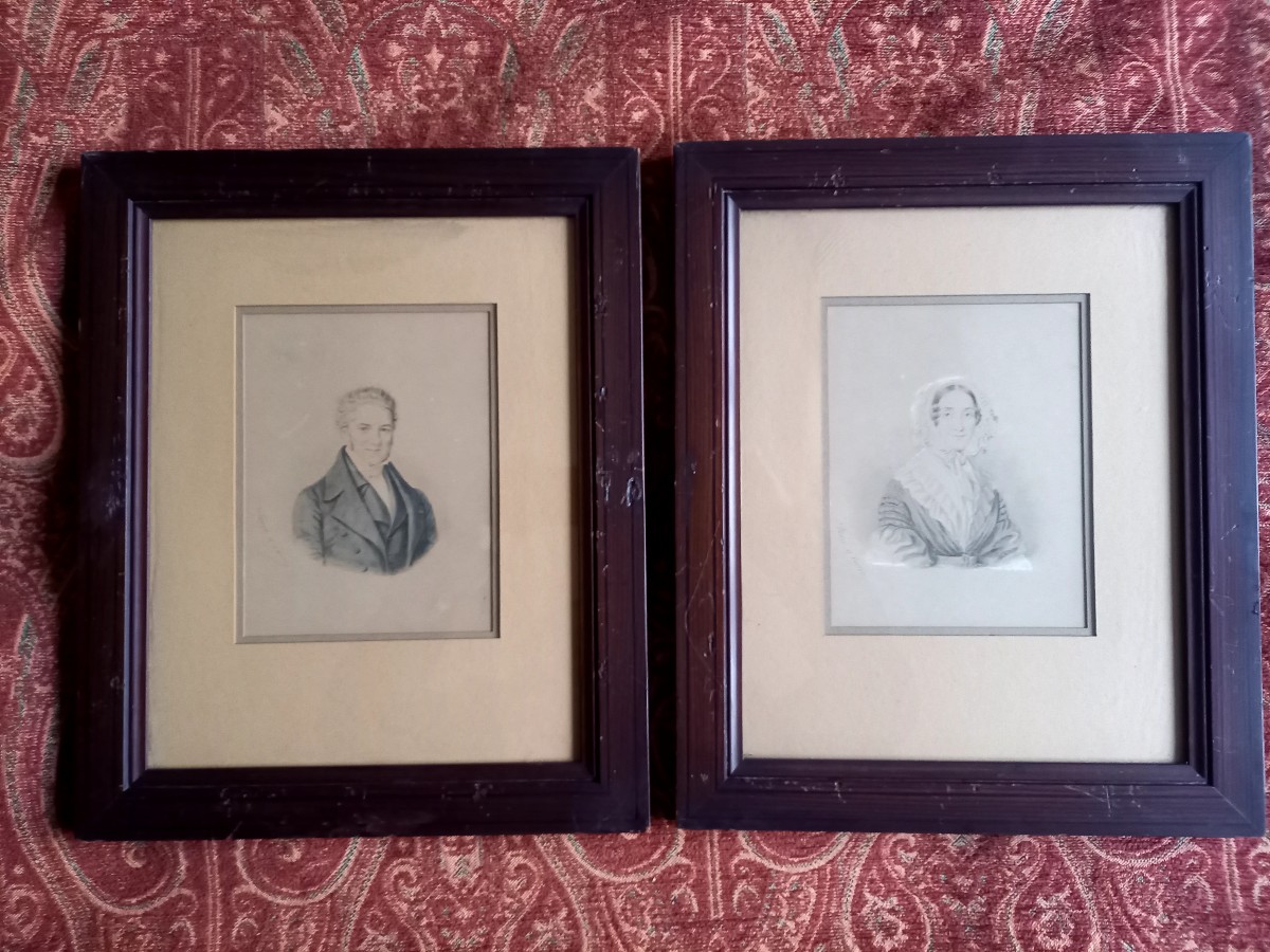 Pair Of Watercolor Portraits Circa 1840