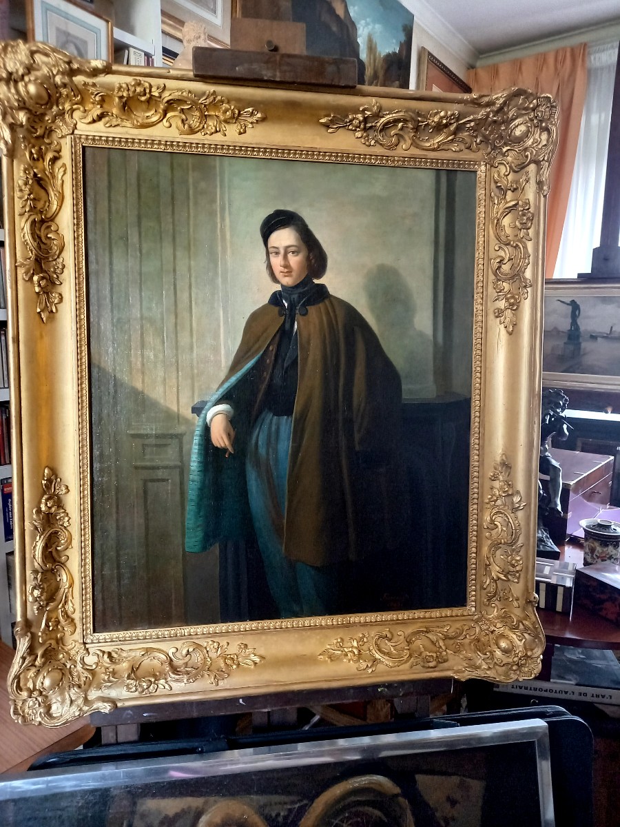 1843 ,par F.J. Flaxland . Portrait d'un étudiant -photo-2