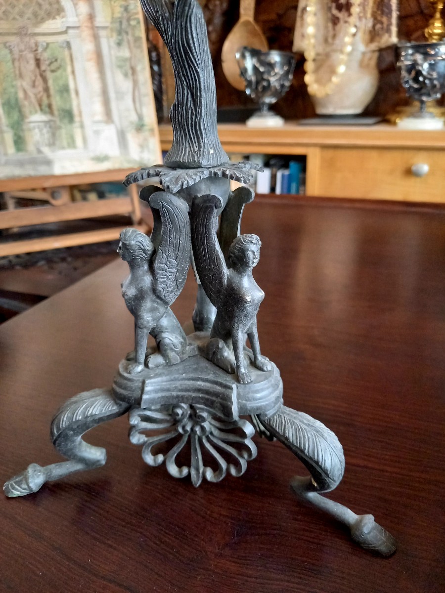 Naples, Circa 1850. Reproduction Of A Pompeii Lamp-photo-2