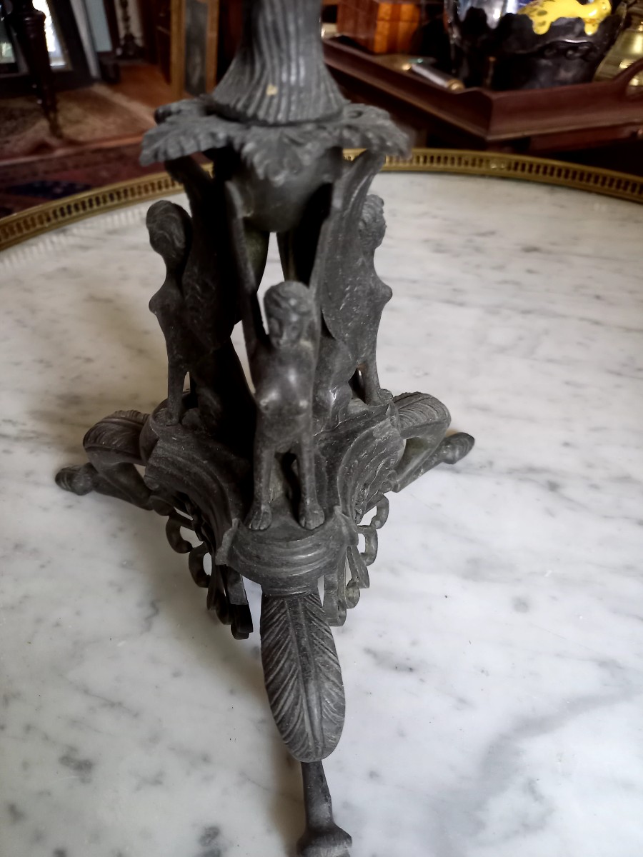 Naples, Circa 1850. Reproduction Of A Pompeii Lamp-photo-2