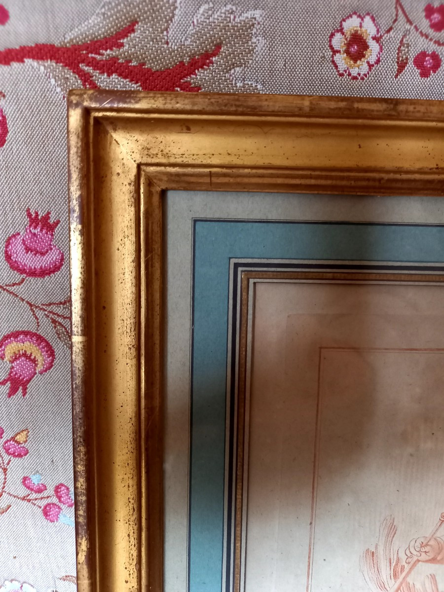 Engraving In The Style Of 18th-century Sanguine. Triumphant Love -photo-2