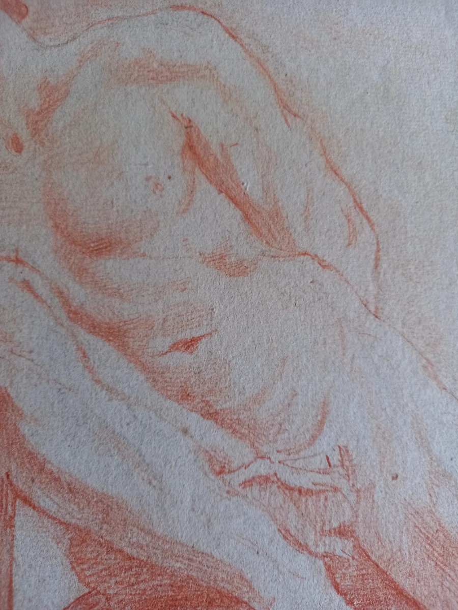 Mid-18th Century, Male Academic Drawing In Sanguine -photo-3