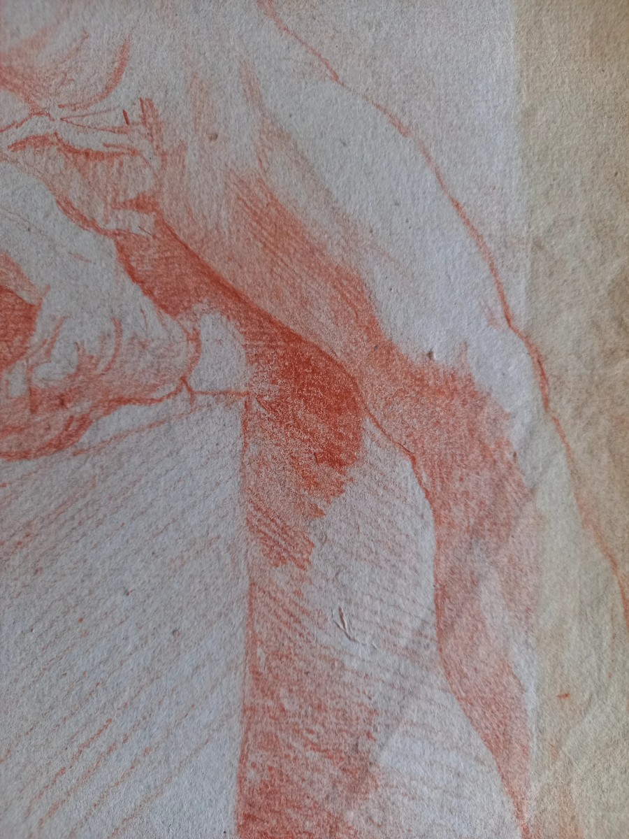 Mid-18th Century, Male Academic Drawing In Sanguine -photo-4