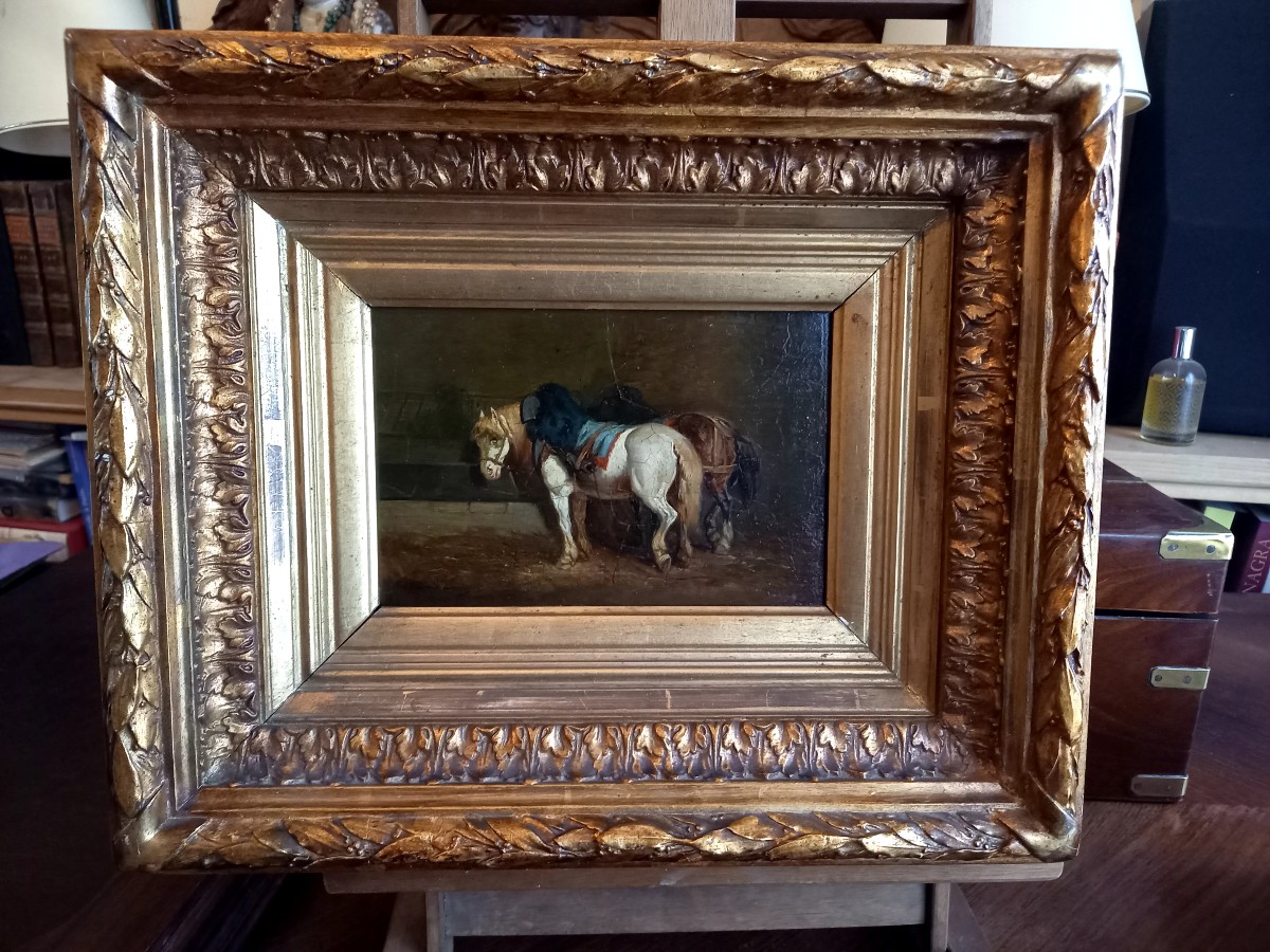 Deuxième moitié du XIXe.  Chevaux à l'écurie -photo-2