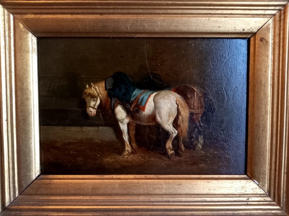Deuxième moitié du XIXe.  Chevaux à l'écurie 