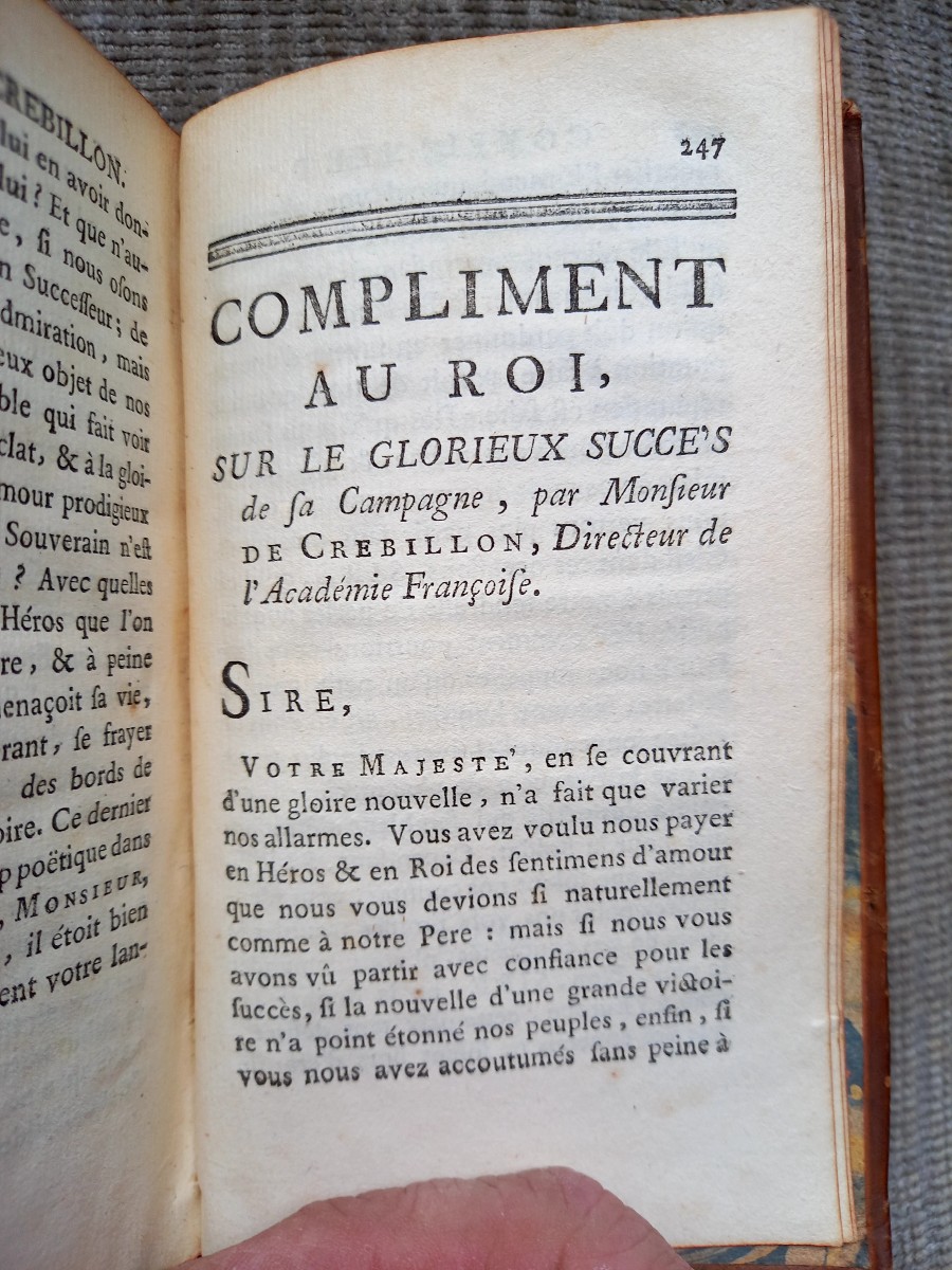 Édition de 1749 : Œuvre de Mr de  Crebillon  père  en trois volumes  -photo-3