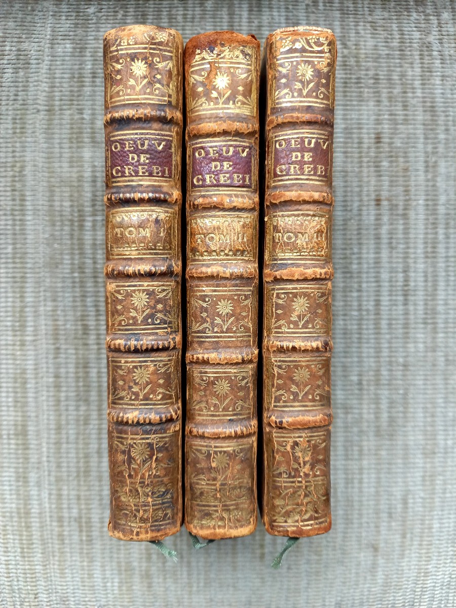 Édition de 1749 : Œuvre de Mr de  Crebillon  père  en trois volumes  
