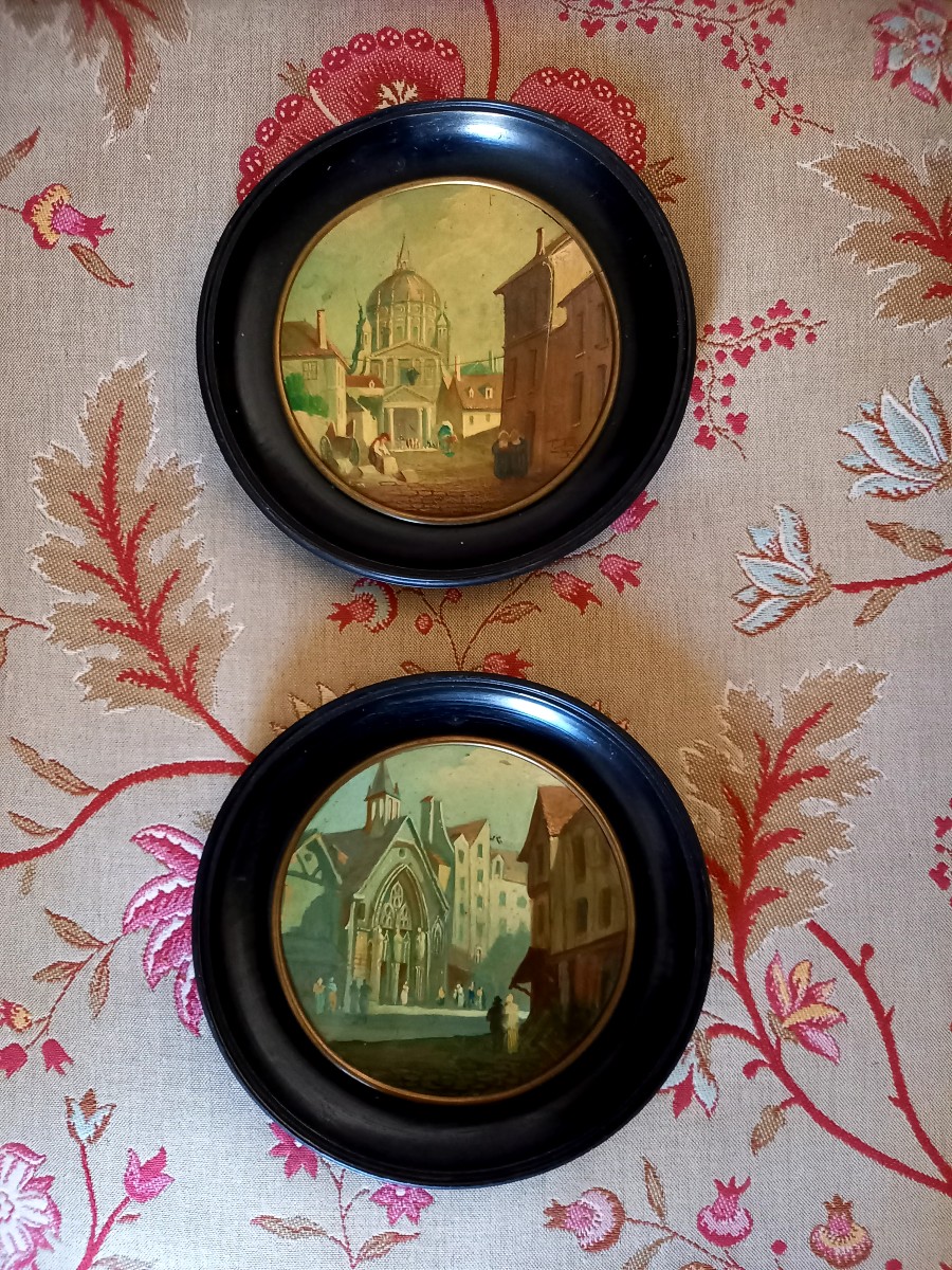 Pair Of 19th-century Miniature City Views 