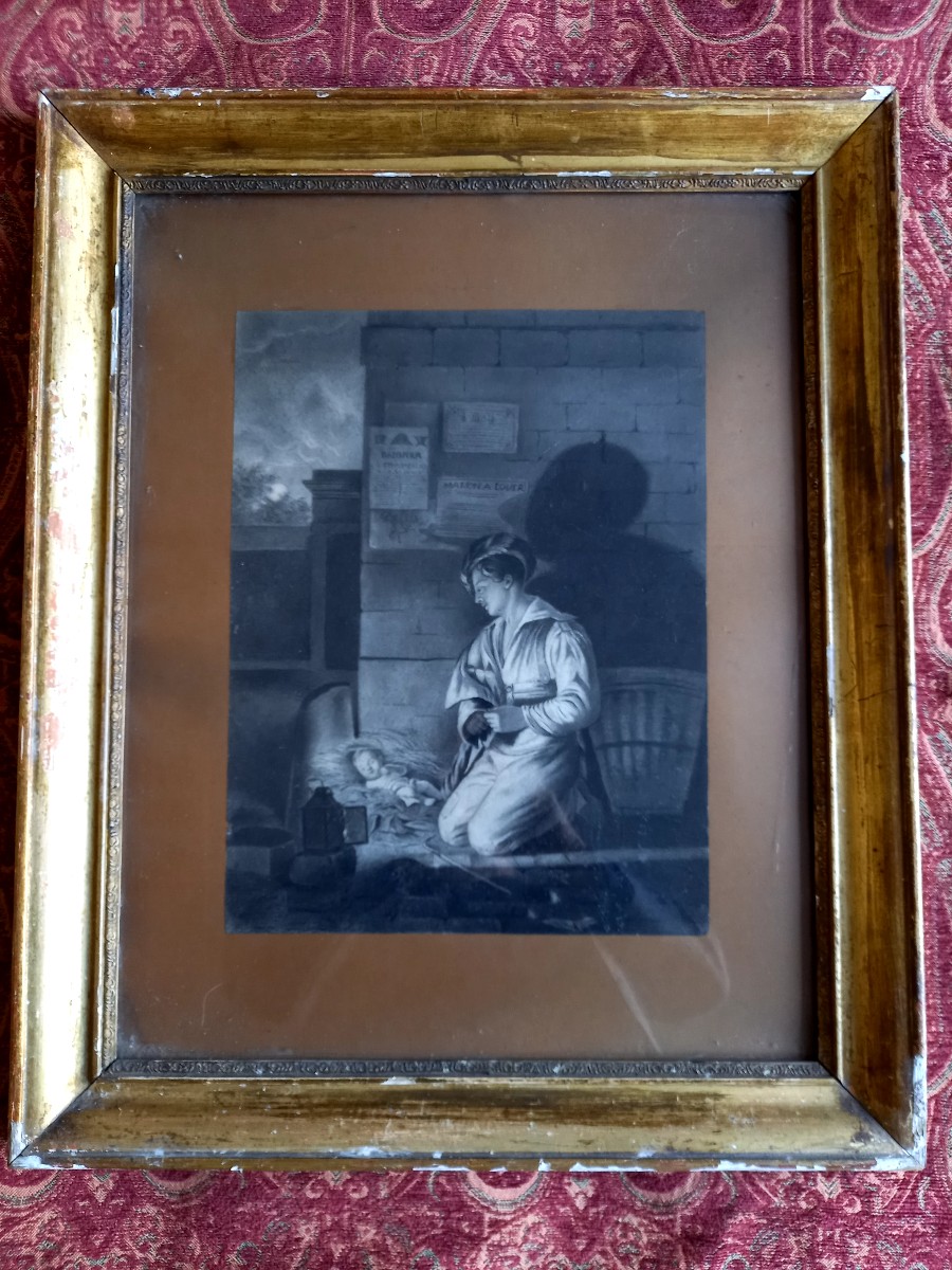 Dessin romantique XIXe,  Scène de misère ou scène de théâtre ?-photo-2