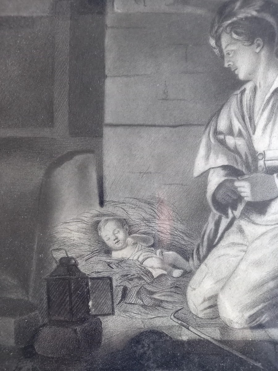 Dessin romantique XIXe,  Scène de misère ou scène de théâtre ?-photo-4