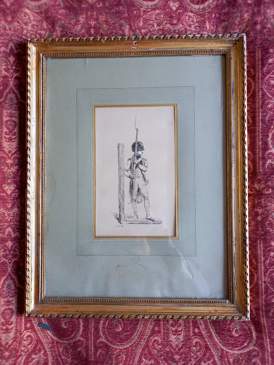 Edouard  Detaille . 1883 . Portrait d'un soldat dans une lettrine-photo-2