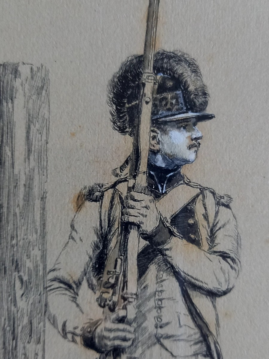 Edouard  Detaille . 1883 . Portrait d'un soldat dans une lettrine-photo-2