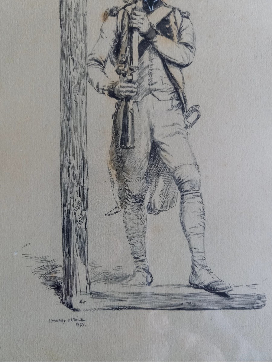 Edouard  Detaille . 1883 . Portrait d'un soldat dans une lettrine-photo-3