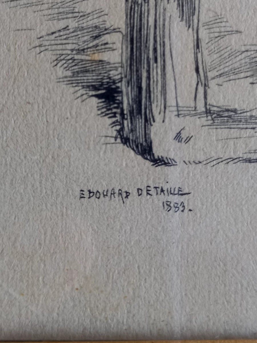 Edouard  Detaille . 1883 . Portrait d'un soldat dans une lettrine-photo-4