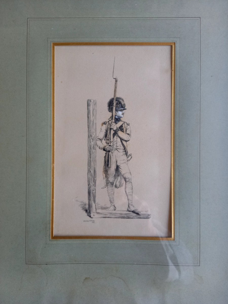 Edouard  Detaille . 1883 . Portrait d'un soldat dans une lettrine