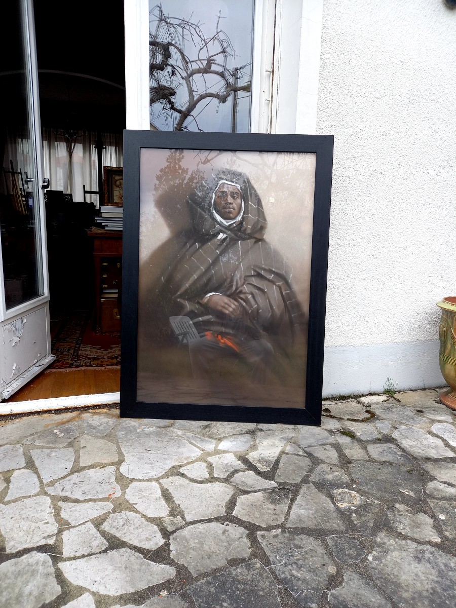 Francois Sasmayoux. Large Orientalist Pastel Titled: At Mogador-photo-1