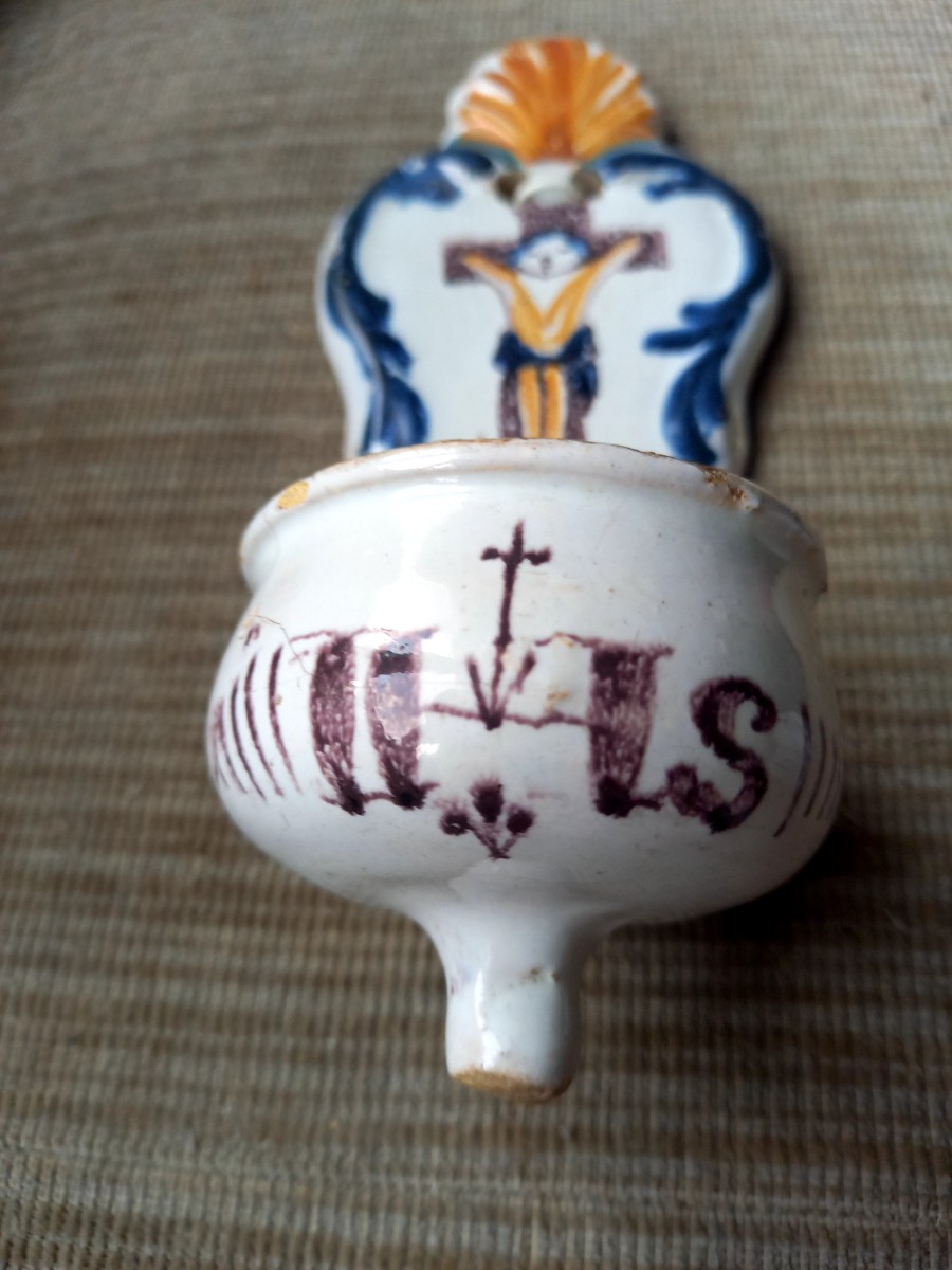 Faience de Nevers XVIIIE : bénitier -photo-3