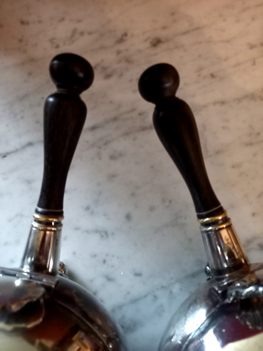 paire marmites couvertes de service en métal argenté XIXe -photo-3