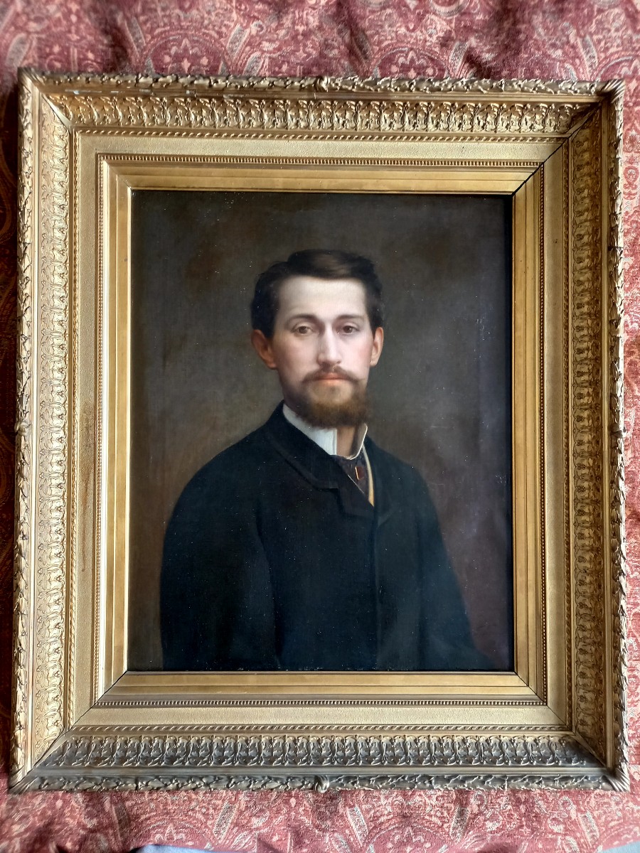 Daté 1885. Portrait d'un jeune homme élégant -photo-2