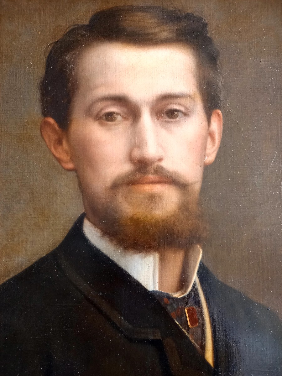 Daté 1885. Portrait d'un jeune homme élégant -photo-4