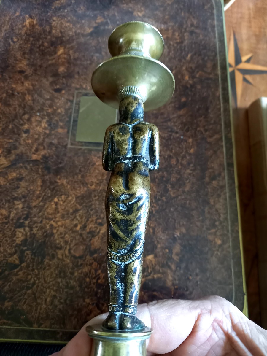 Egyptomania XIXe.  Paire de bougeoirs -photo-2