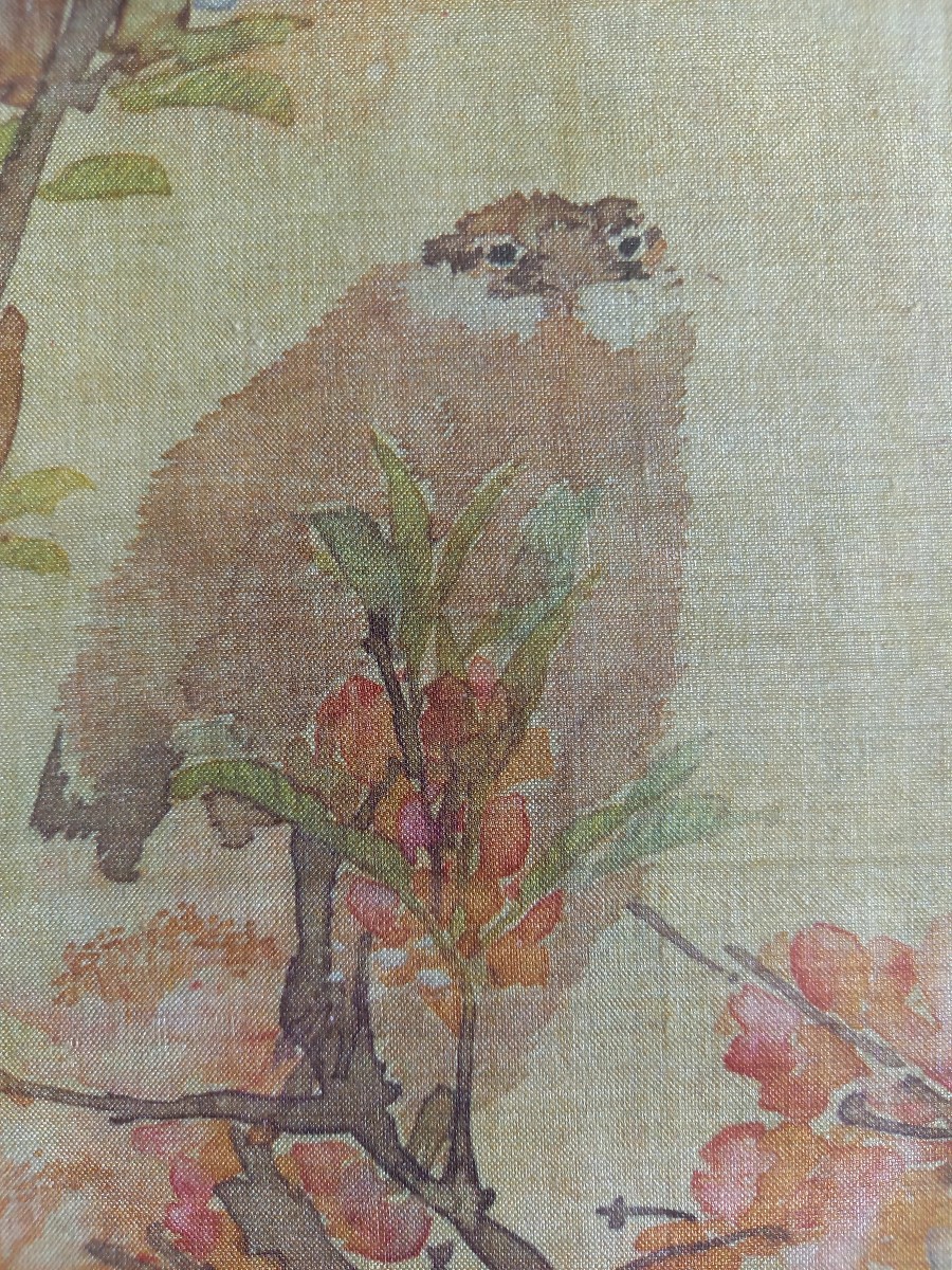 China XIXth.  Silk Fan Leaf Painted With A Pair Of Birds-photo-3