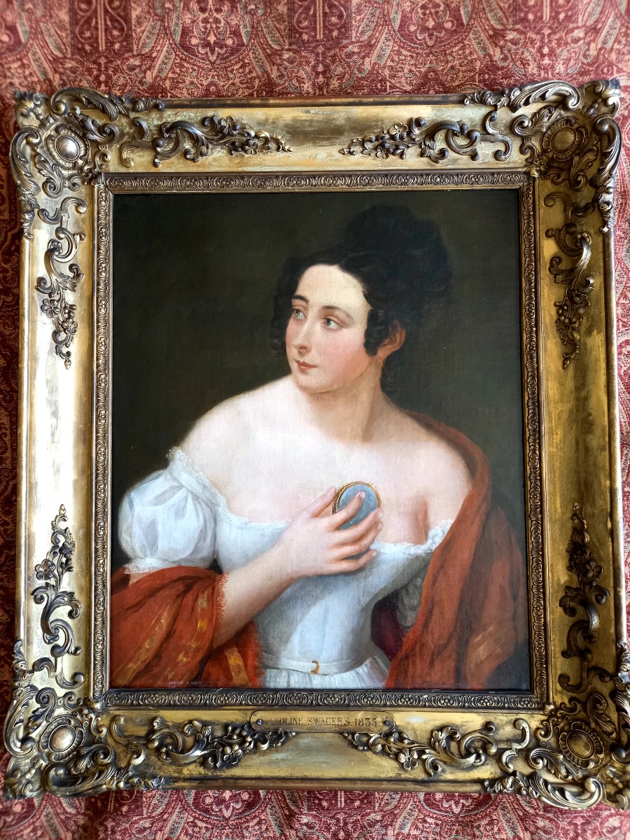 Caroline Swagers Painter.  1835 . Portrait Of An Elegant Young Woman-photo-2