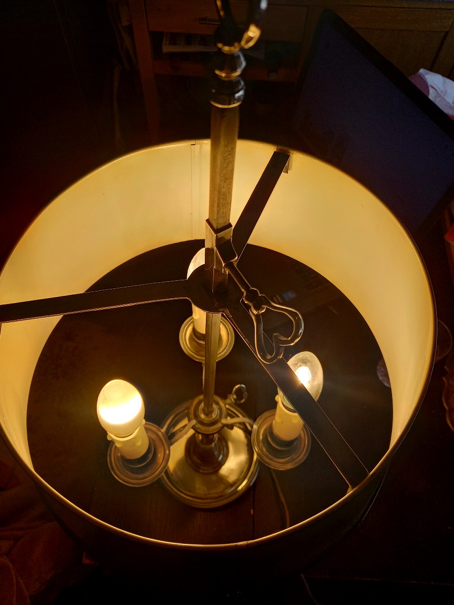 Lampe bouillotte XIXe en métal argenté monté à l'électricité -photo-2